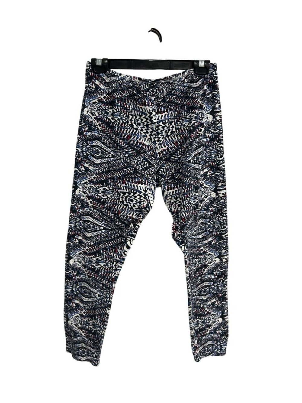 Venus Large Blue White Abstract Print Cotton Leggings Statement Style Retro